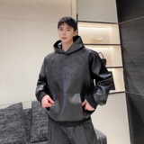 冬季潮流个性立体压花字母连帽男女套头皮衣外套痞帅上衣136P145，男装皮衣，星座901-1（原C217）