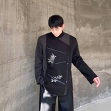冬季中式加厚毛呢西服外套复古绣花拼色男女风立领上衣193P165，男装西服，星座901-1（原C217）
