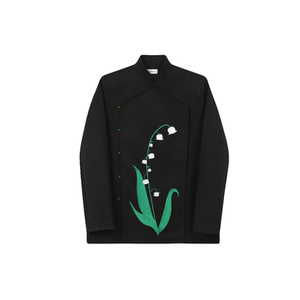 冬季新中式加厚毛呢立领西服外套潮流风刺绣铃兰禅意192P165图片