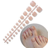 24片纯色简约美甲贴片脚趾指甲浅紫马卡龙粉黄可拆卸DIY穿戴脚甲