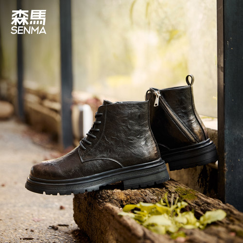 森马厚底马丁靴男生短靴