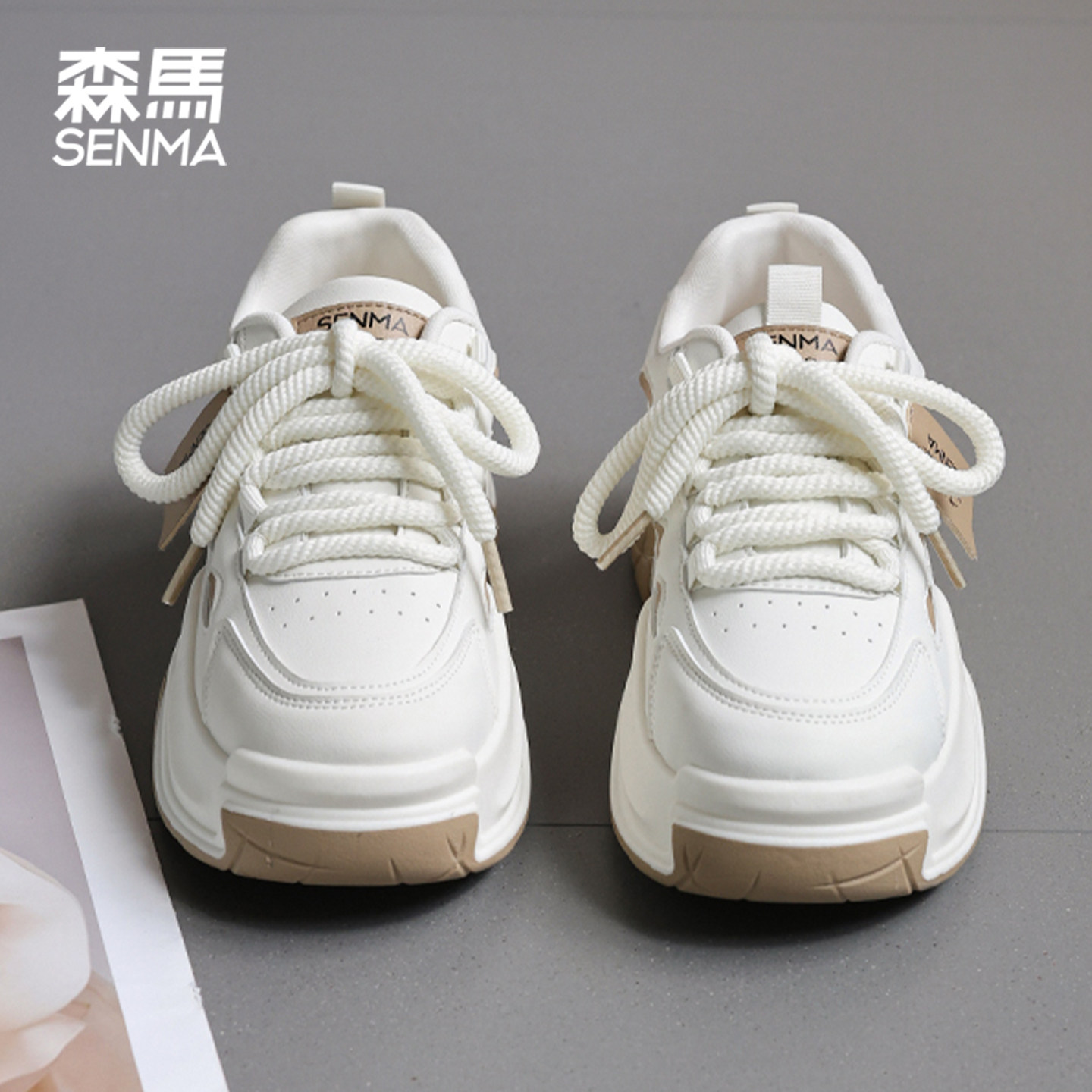 森马板鞋秋季厚底防水老爹鞋女