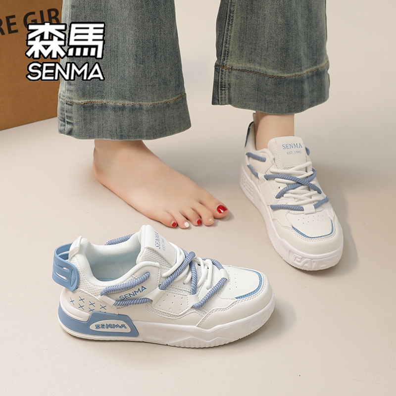 森马鞋子女款2025新款流行爆款初中生百搭小白运动增高休闲板鞋W