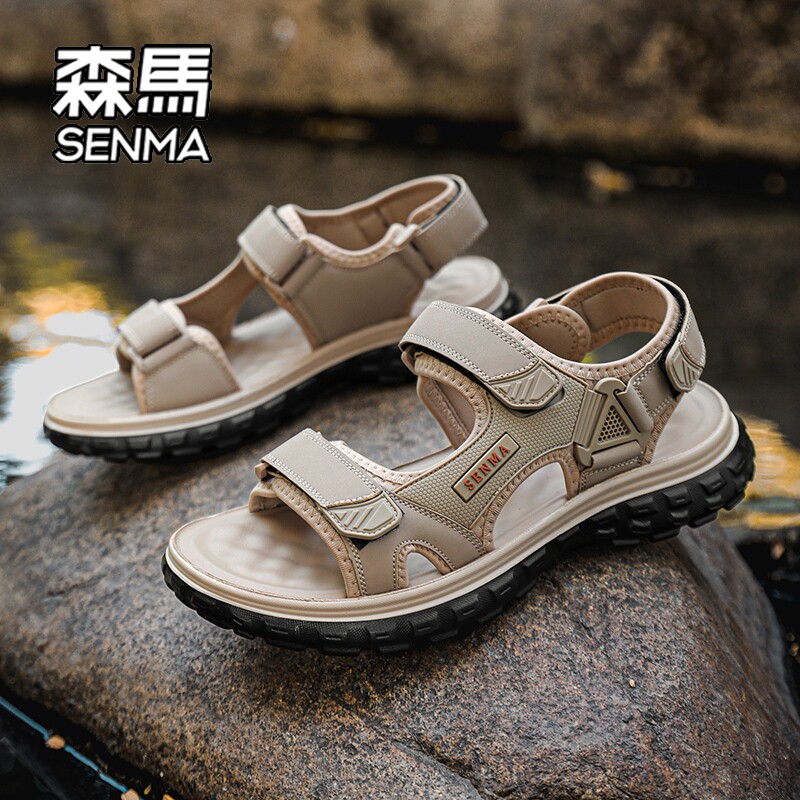 SEMIR 샌들 남성용 2024 뉴 여름 아우터 벨크로 스포츠 샌들 남성용 이중 목적 드라이빙 비치 슈즈 W