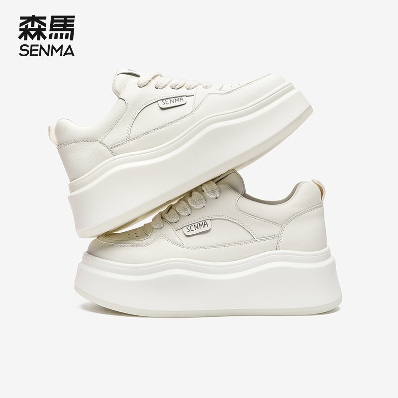 森马白色板鞋女休闲厚底鞋子2026新款春秋设计感小众显脚小白鞋潮