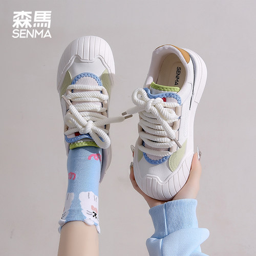 森马女鞋秋季休闲板鞋女浅口厚底