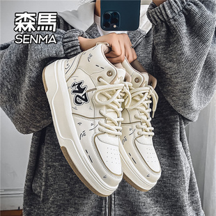 森马男鞋2025新款冬季爆款厚底高帮鞋轻便百搭运动男士休闲板鞋W