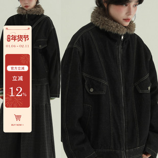 稀有RARE“部落”牛仔外套美式复古小众气质夹克小个子保暖短外套