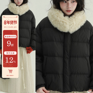 稀有RARE 堆堆毛领羽绒服文艺复古休闲百搭毛绒领冬季保暖外套女