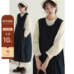 稀有RARE 设计感系带显瘦百搭背心裙 日杂风牛仔连衣裙女春秋新款