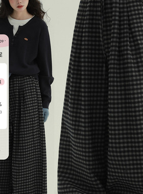 稀有RARE“发热神裤”加绒格子裤复古文艺舒适百搭秋冬休闲阔腿裤