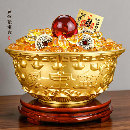 铜聚宝盆摆件开业礼品米缸实心铜