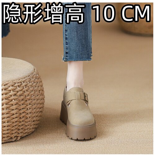 勃肯鞋女厚底内增高真皮小个子33