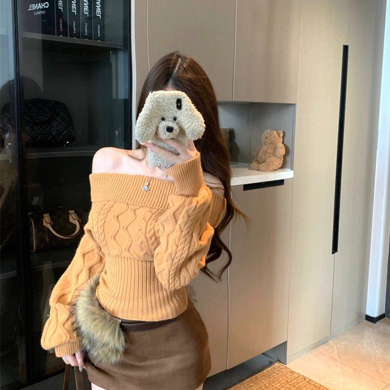 实拍实价 韩版短款百搭秋冬加厚针织衫上衣女