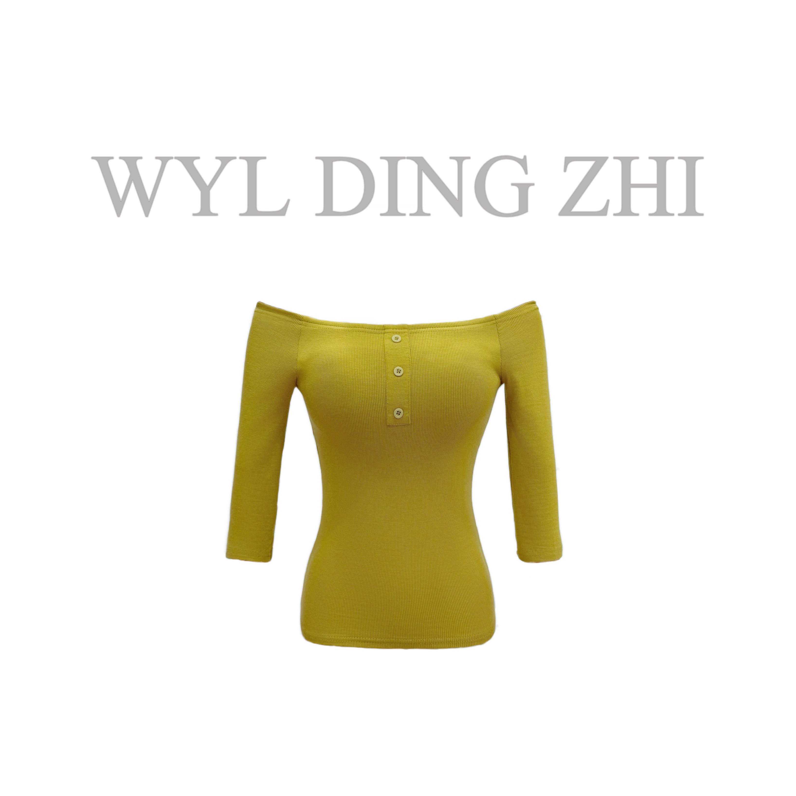 BinGBinglin 大雯子复古百搭多穿法带胸垫一字肩上衣春夏中袖t恤