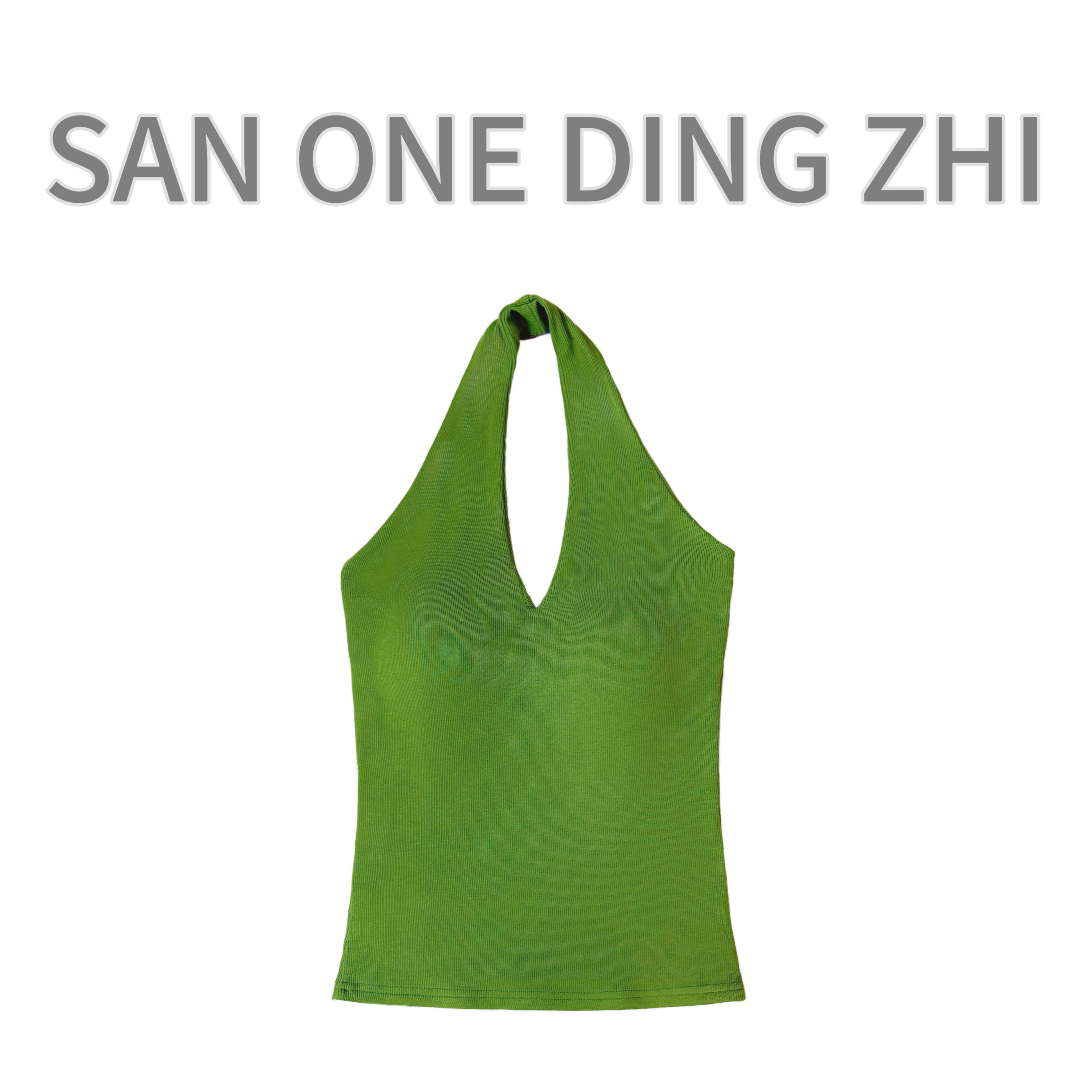 大雯子BinGBinglin夏季复古港风高级感挂脖修身显瘦无袖背心上衣