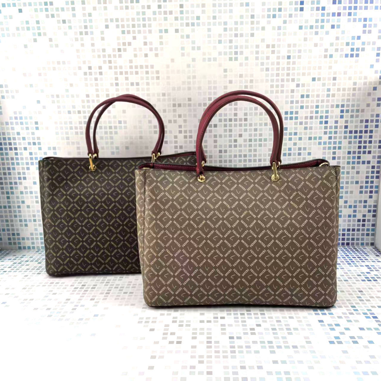 SATCHI沙驰女包经典印花手提包百搭单肩斜挎包SR39629-1KR-1FR
