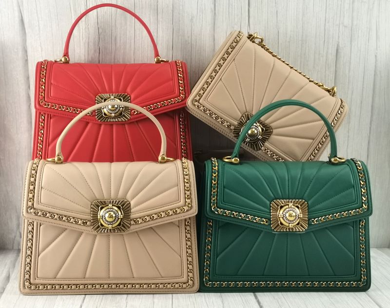 沙驰女包牛皮锁扣百搭链条方包手提单肩斜挎包BX88069-1-4-41