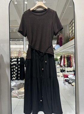 波斯猫26QT1029复古休闲风女夏季不规则针织罩衫吊带连衣裙两件套