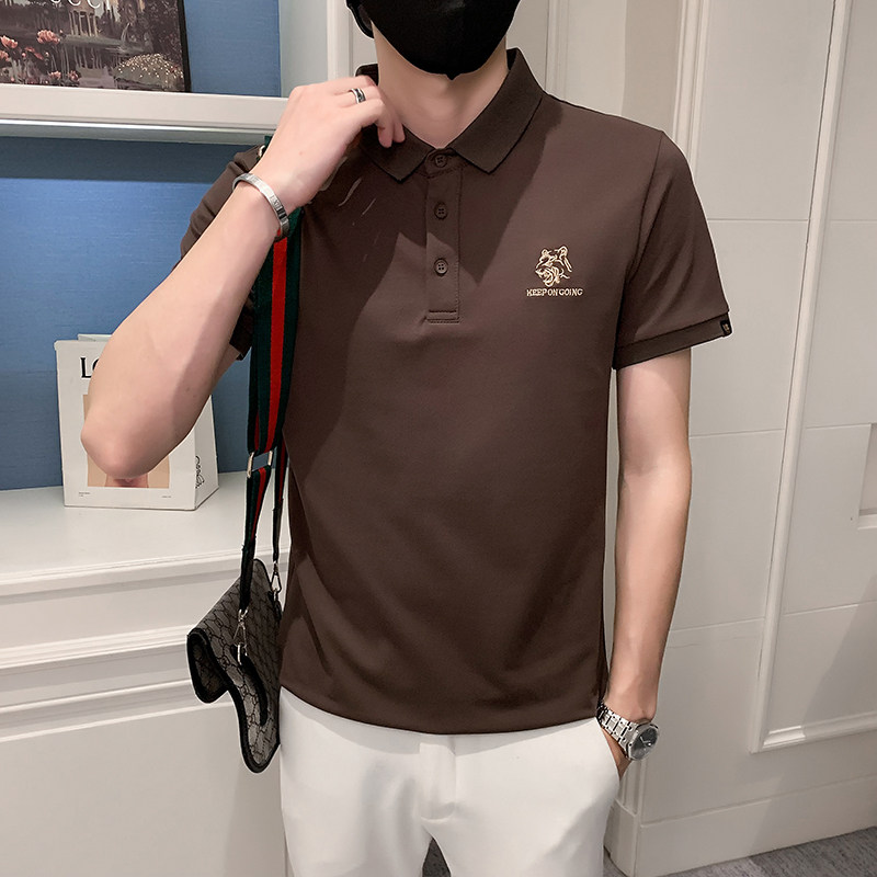 2024夏装男刺绣虎头POLO社会小伙短袖潮男POLO衫D326-16801P45,男装Polo衫,星座1101