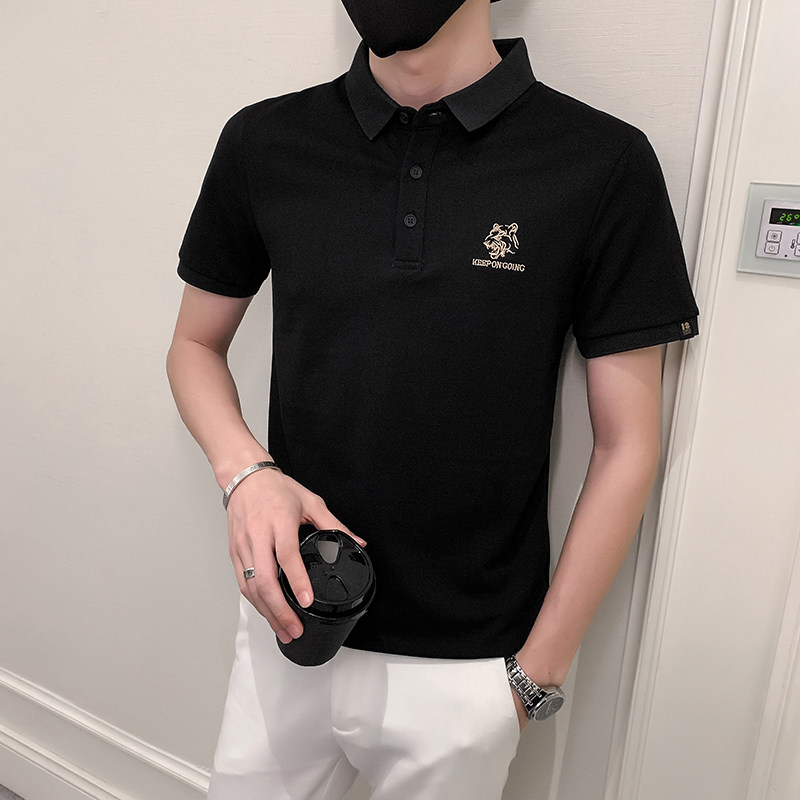2024夏装男刺绣虎头POLO社会小伙短袖潮男POLO衫D326-16801P45,男装T恤,星座1101