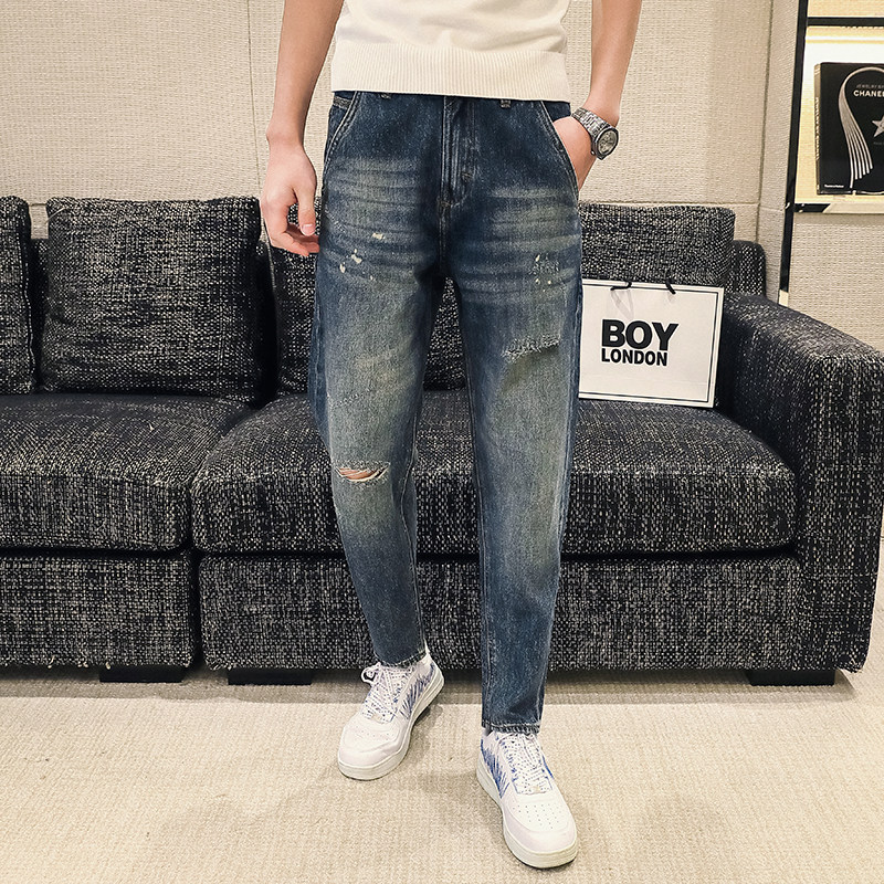 高品质2024春夏微哈伦直筒牛仔裤休闲男装九分裤D326-15713P85,男装牛仔裤,星座1101