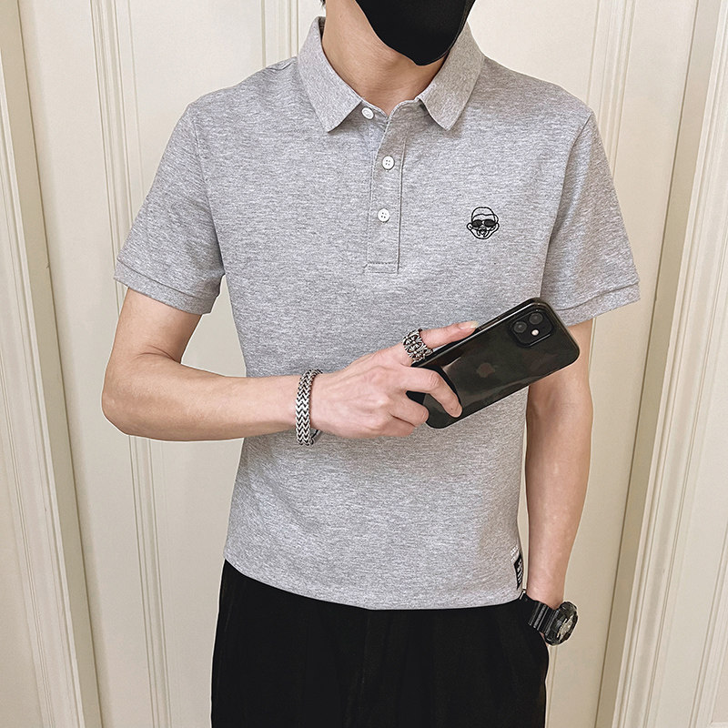 2024夏装新品精神小伙短袖POLO衫无头风刺绣POLOD326-19001P55,男装Polo衫,星座1101