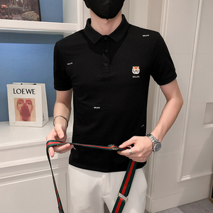 2023夏装男刺绣虎头POLO社会小伙短袖潮男POLO衫D326-1 6850 P55图片
