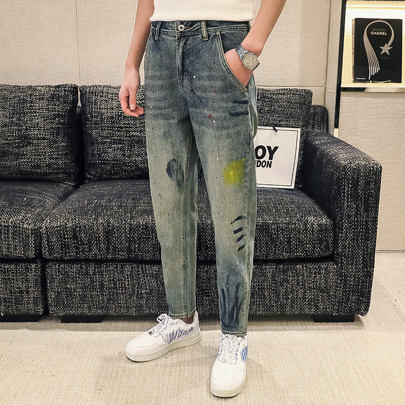 高品质2024春夏微哈伦直筒牛仔裤休闲男装九分裤D326-15777P85,男装牛仔裤,星座1101