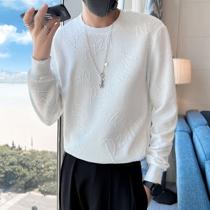 秋装新款社会风针织条纹卫衣上衣男直播D326-1 5561 P68控98图片