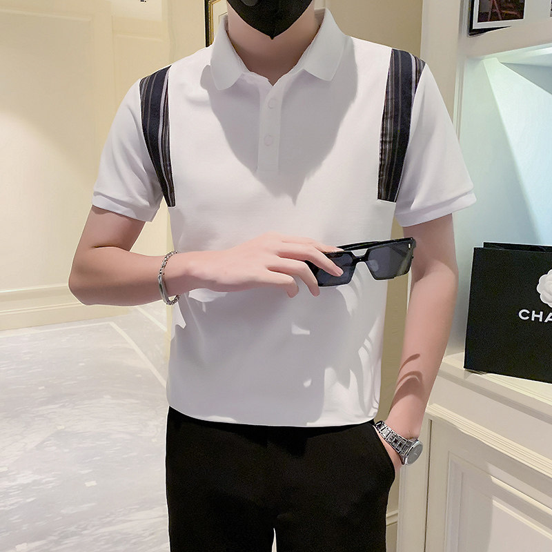 2024春夏男打底衫短袖上衣POLO衫抖音拼接男D326-16882P55,男装T恤,星座1101
