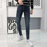 2024秋冬男新款牛仔长裤韩版青少年修身小脚裤潮D326-19033P85，男装休闲裤，星座1101