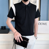 2024春夏男打底衫短袖上衣POLO衫抖音拼接男D326-16818P48，男装T恤，星座1101