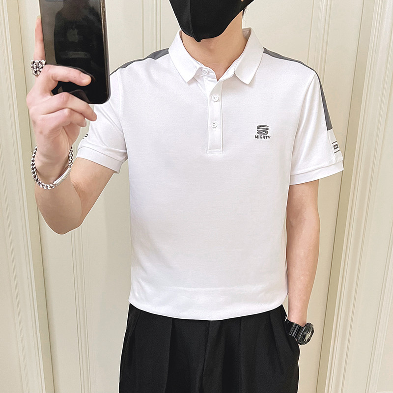 2022社会小伙新款短袖POLO衫刺绣无头风半袖POLOD326-16806P55,男装Polo衫,星座1101