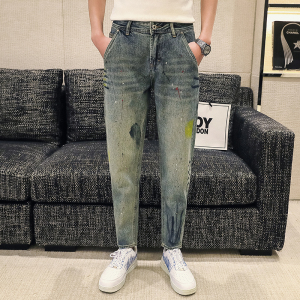 高品质2024春夏微哈伦直筒牛仔裤休闲男装九分裤D326-1 5777 P85图片