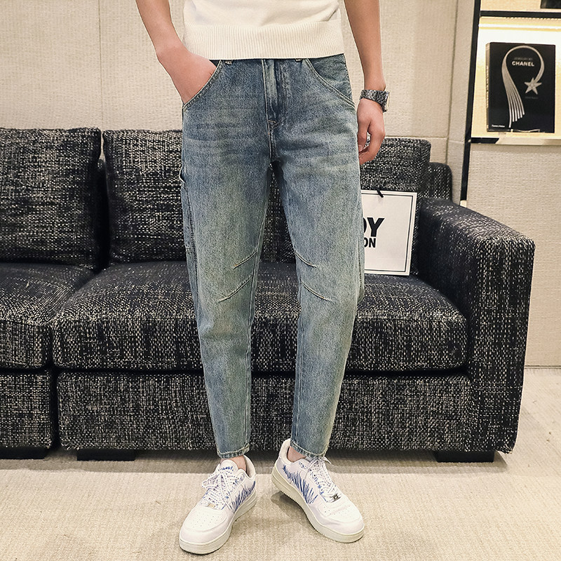 高品质2024春夏微哈伦直筒牛仔裤休闲男装九分裤D326-15796P85,男装牛仔裤,星座1101
