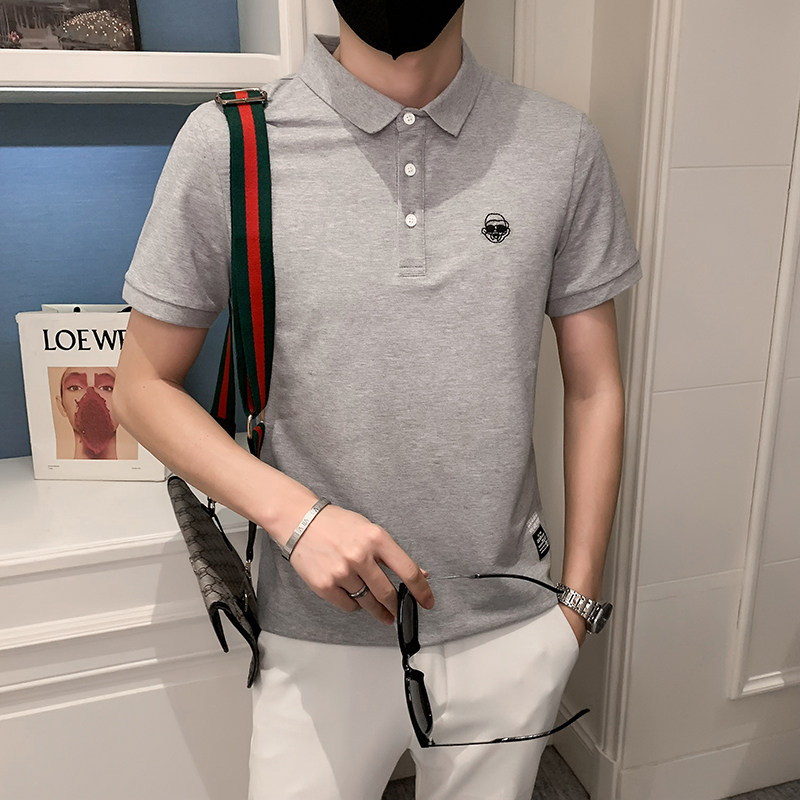 2024夏季刺绣精神小伙短袖POLO衫社会青年上衣潮D326-19001P55,男装Polo衫,星座1101