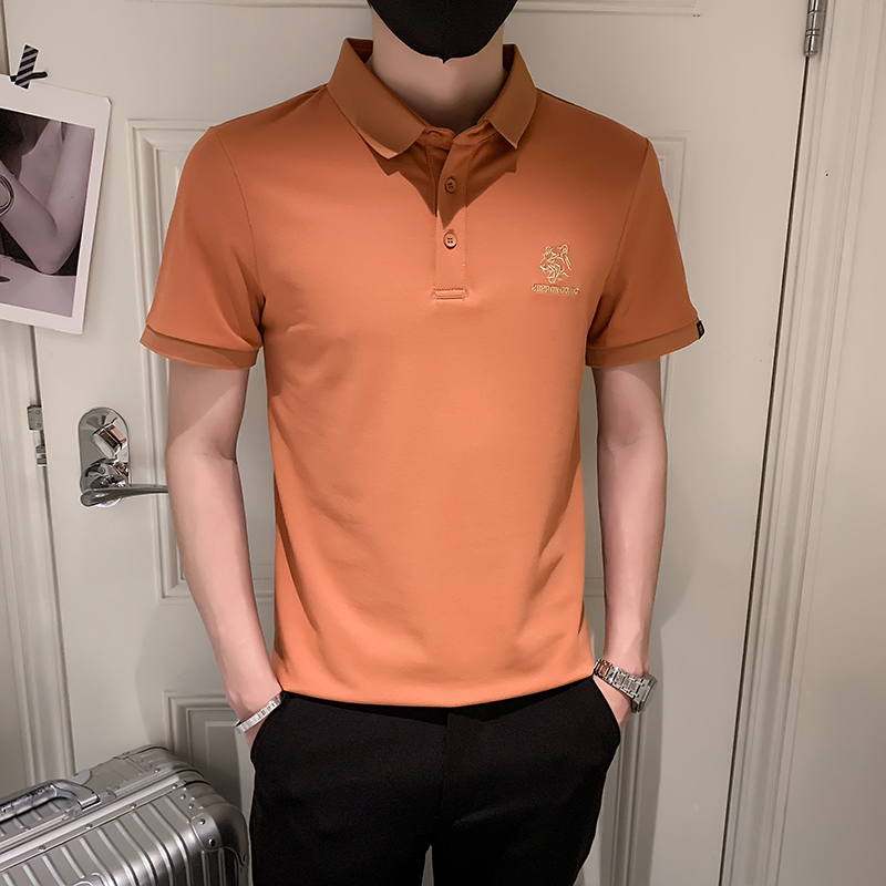 2024夏装男刺绣虎头POLO社会小伙短袖潮男POLO衫D326-16801P45，男装T恤，星座1101