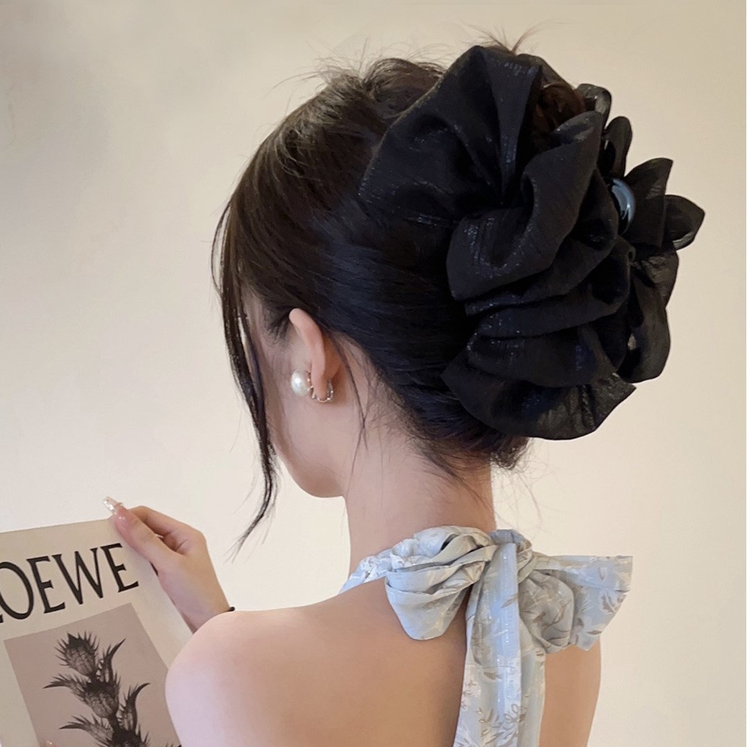 蝴蝶结发夹泡泡抓夹女新款后脑勺发夹云朵纱棉花糖头饰鲨鱼夹