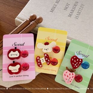 2025热销新款卡通动物水果醋酸发夹 甜美可爱刘海夹儿童发卡发饰