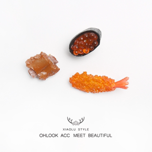 稀奇古怪个性头饰发饰日系吃货食物仿真排骨天罗妇虾寿司宠物发夹