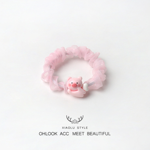 甜美彩色小动物纱发圈可爱百搭少女心多巴胺原创设计头绳发绳头饰