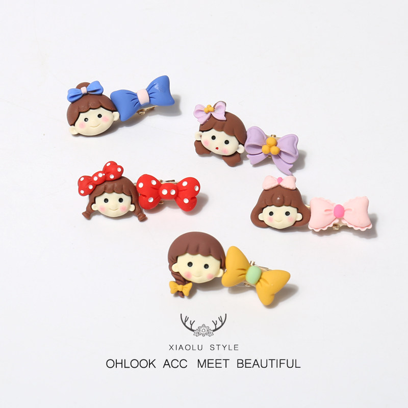 新款可爱卡通公主少女小姑娘蝴蝶结发夹迷你精致发饰儿童幼稚园