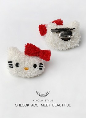 卡通毛绒公仔可爱呆萌胸针发夹二合一侧边饰品刘海碎发夹子