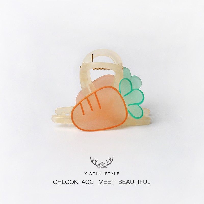 创意水果小熊抓夹甜美发饰亚克力发抓后脑勺日常头饰品可爱鲨鱼夹