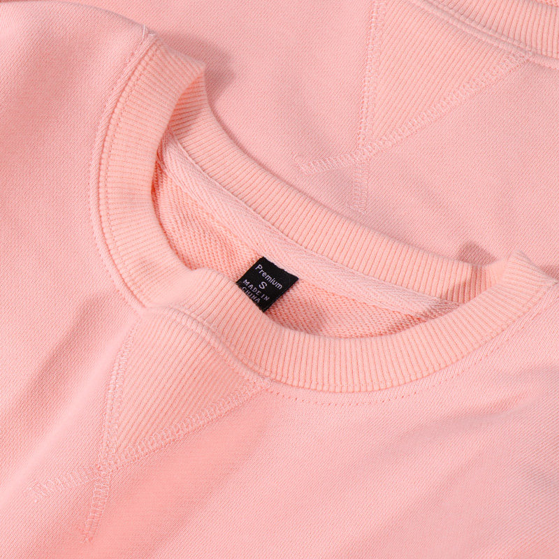 日系复古脏粉色340g重磅纯棉毛圈粉色卫衣圆领初秋春男女情侣外套