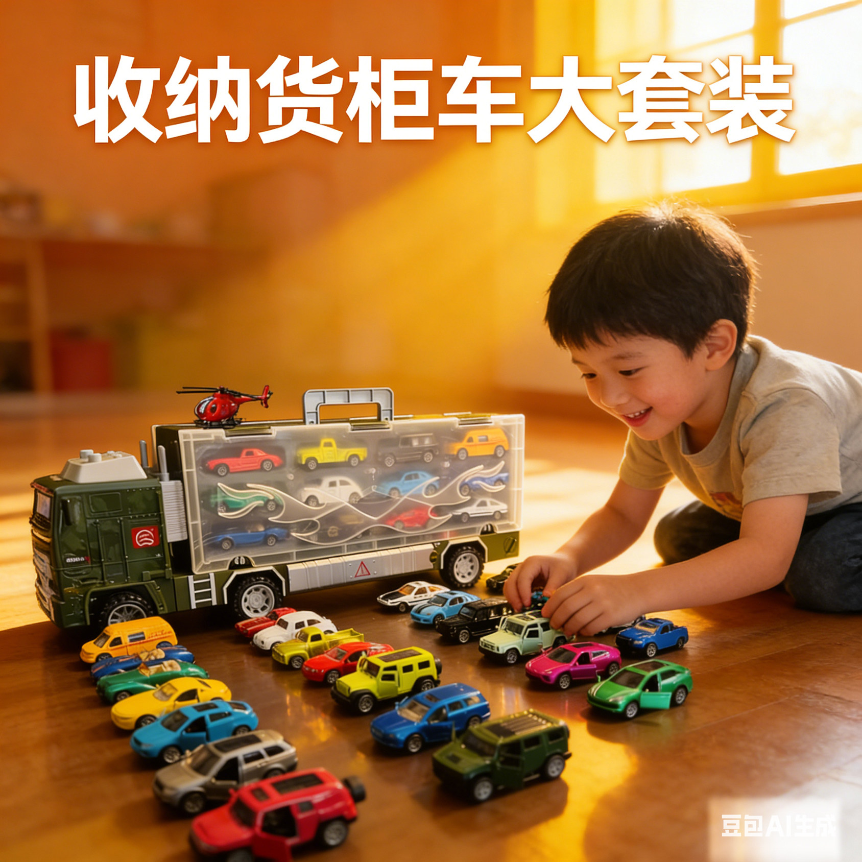 合金大师回力小汽车集装箱玩具车