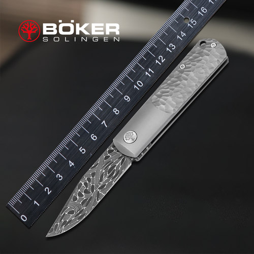 德国原装进口boker博克大马士革钢小折叠刀高端收藏工具刀口袋刀