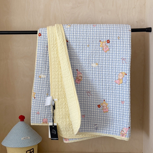 韩国ins双面全棉棉花床盖单件小碎花纯棉夹棉绗缝榻榻米四季床单