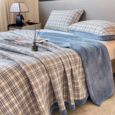 一面全棉水洗棉一面婴儿绒床盖